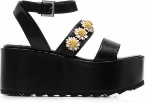 Fabrizio Viti Sandalen met bloem applicatie Zwart