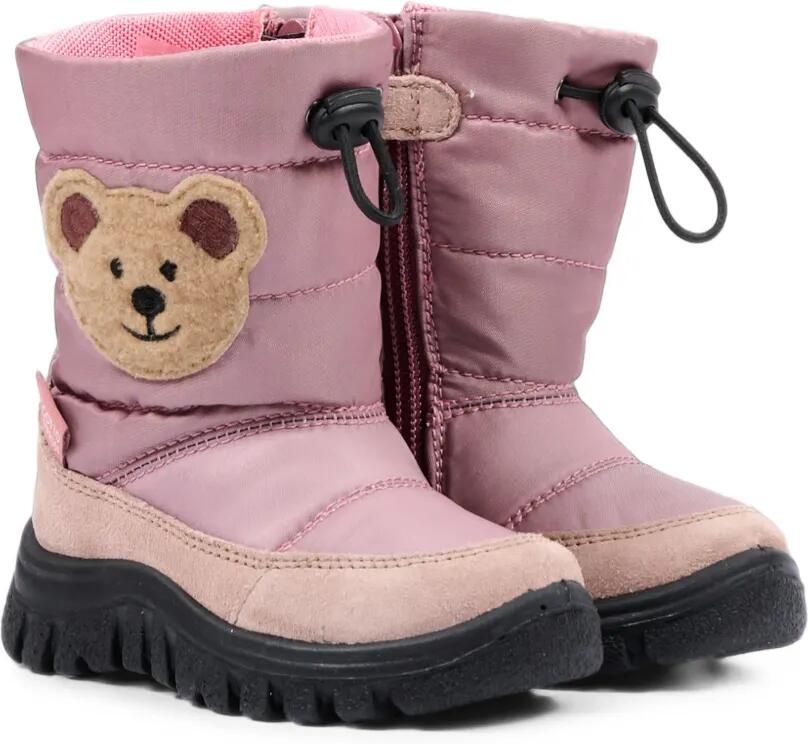 Falcotto Gewatteerde laarzen met teddybeer-patch Roze