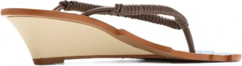 FARM Rio palm tree wedge sandals Bruin - Foto 4