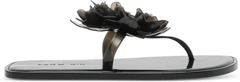 FARM Rio Platte jelly sandalen met bloemen Zwart