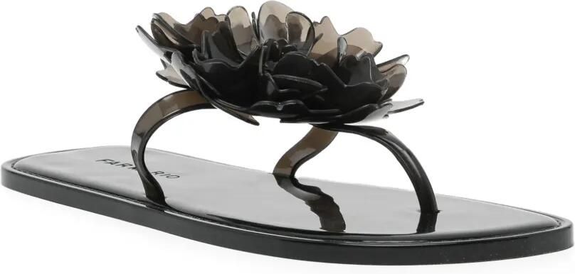 FARM Rio Platte jelly sandalen met bloemen Zwart - Foto 3