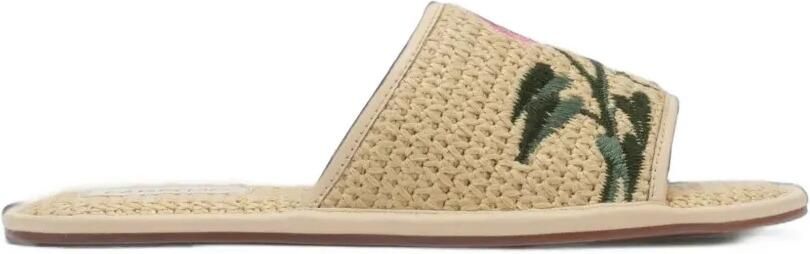 FARM Rio Raffia Farm Hotel sandalen met borduurwerk Beige