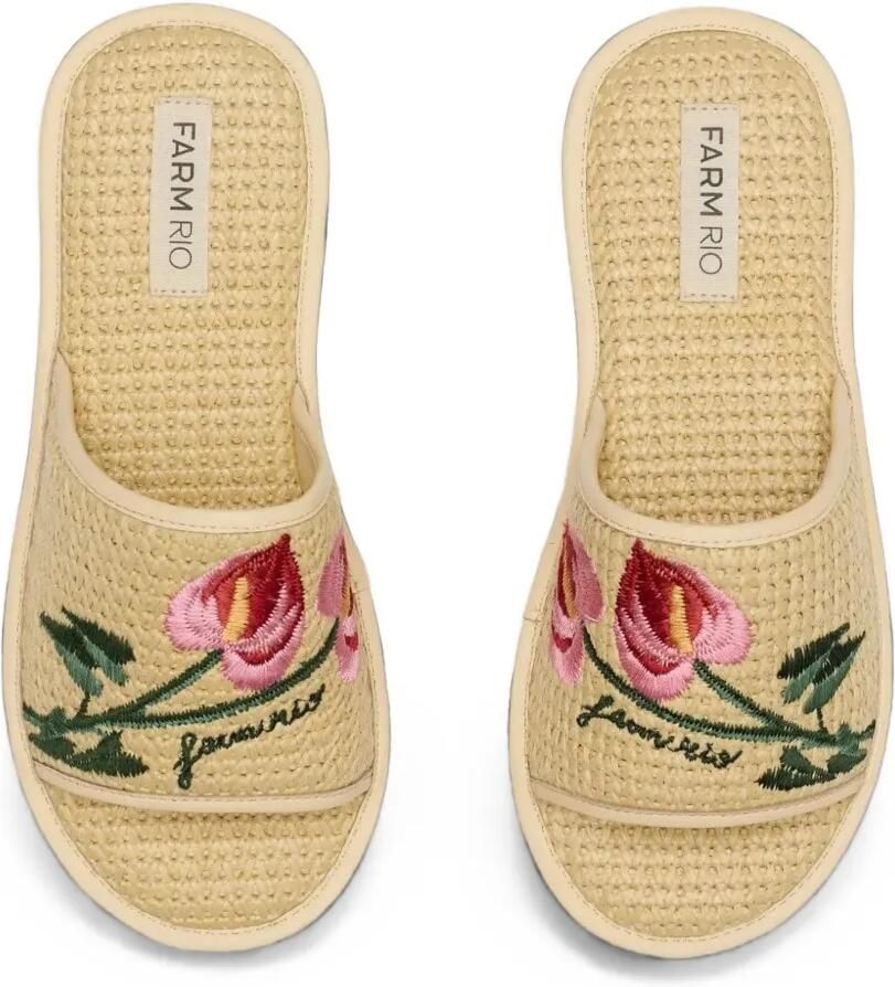 FARM Rio Raffia Farm Hotel sandalen met borduurwerk Beige - Foto 2