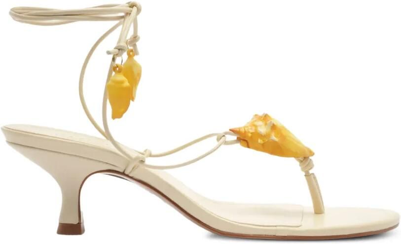 FARM Rio shell-embellished wrap-around sandals Beige