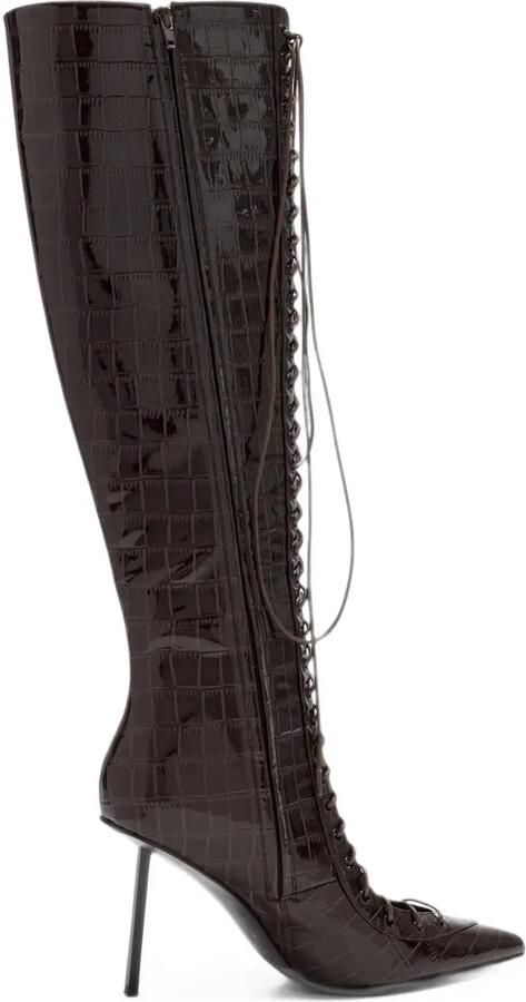 Femme La croc-effect lace-up knee-high boots Bruin - Foto 4