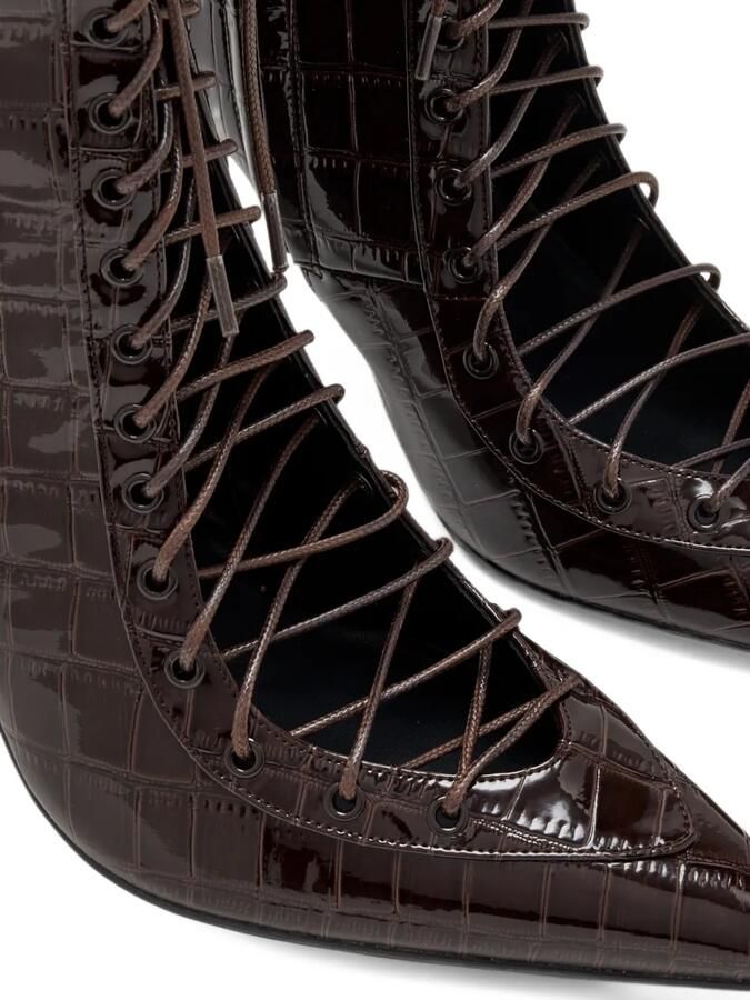 Femme La croc-effect lace-up knee-high boots Bruin - Foto 2