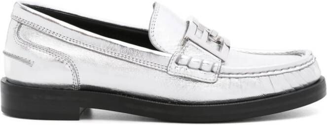 FENDI Baguette metallic leren loafers Zilver