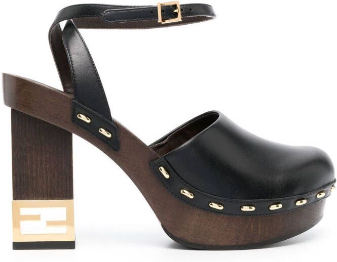 FENDI Baguette Show leren klompen Zwart