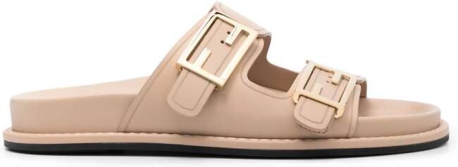 FENDI Feel slippers met logogesp Beige