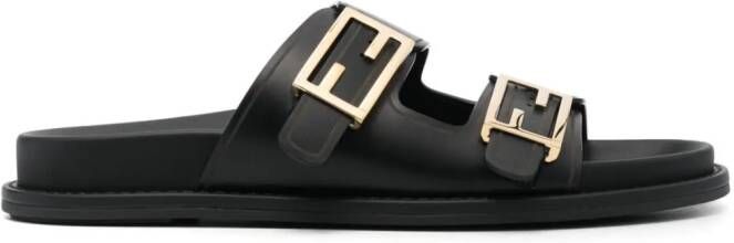 FENDI Feel slippers met logogesp Zwart