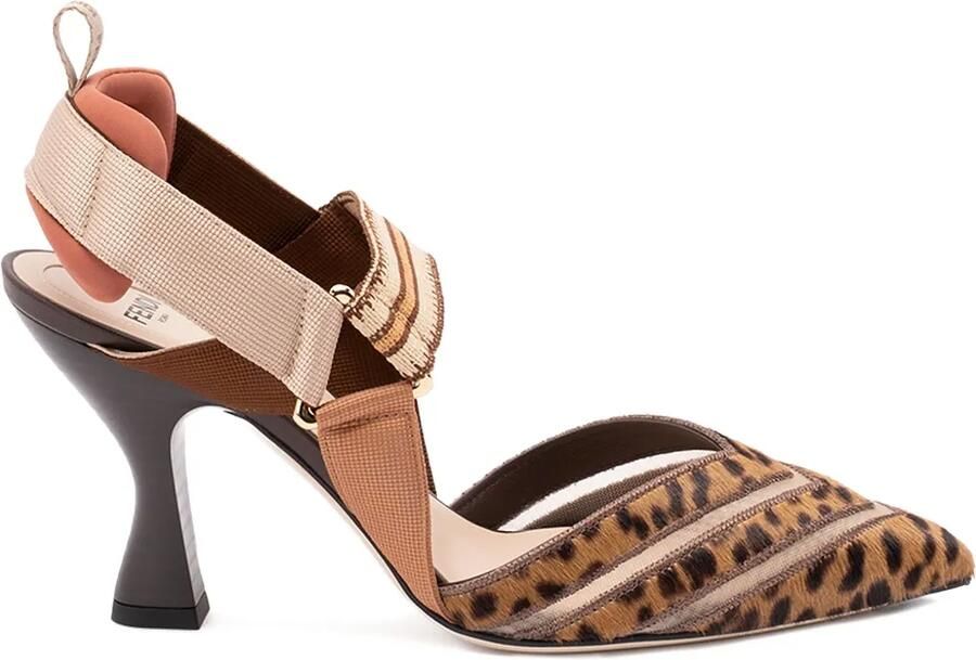 FENDI 85 mm Colibrì pumps met luipaardprint Bruin