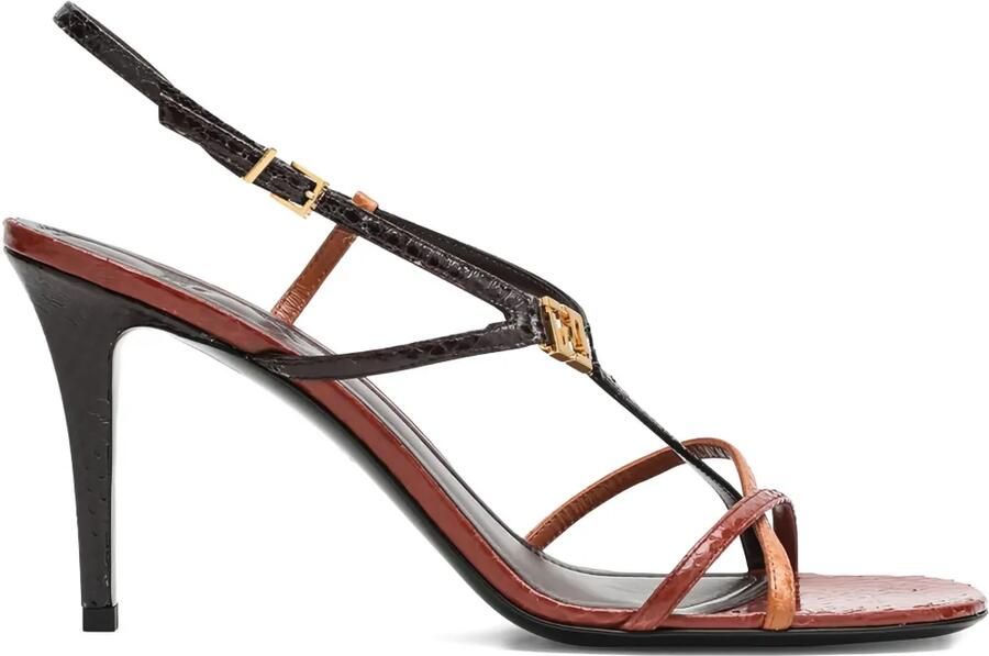 FENDI 85 mm FF leren sandalen met hak Bruin