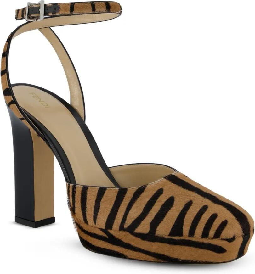 FENDI After 9 slingback pumps met dieren-print Beige - Foto 3