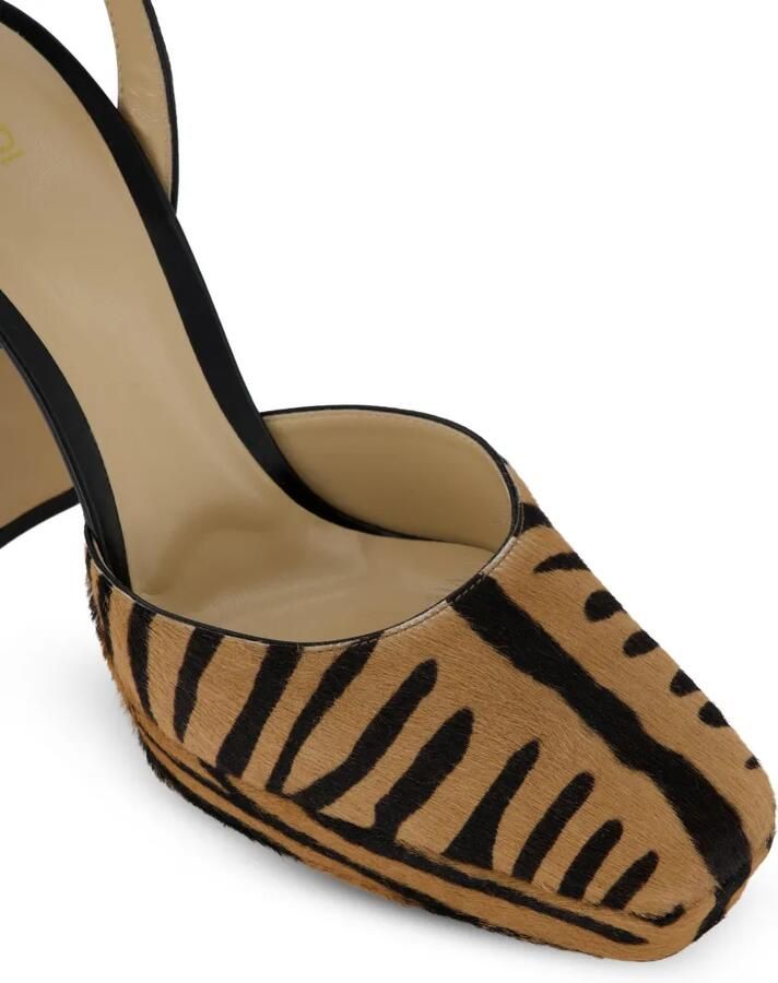 FENDI After 9 slingback pumps met dieren-print Beige - Foto 4