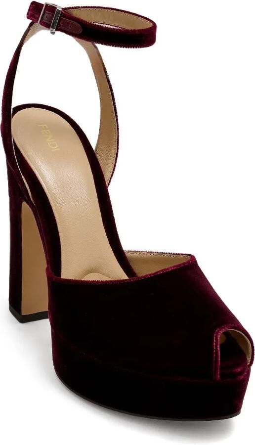 FENDI After 9 fluwelen sandalen Rood - Foto 3