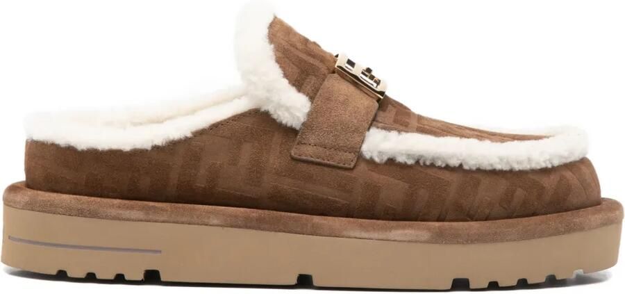 FENDI Apres Chic muiltjes met logogesp Bruin