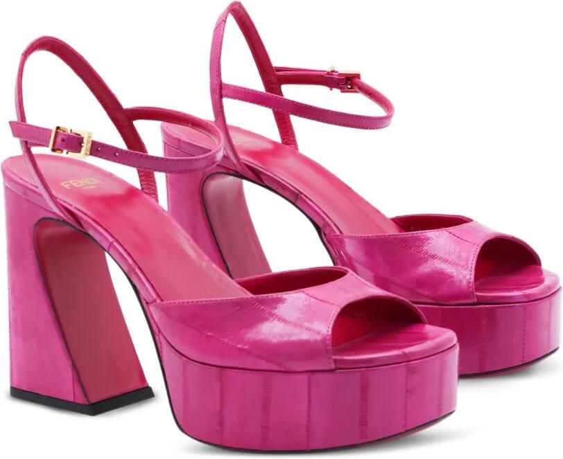 FENDI Arco sandalen met blokhak en plateauzool Roze - Foto 4