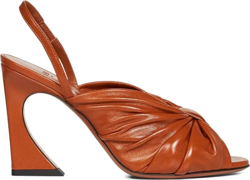 FENDI Arco sandalen met elastische strik en hak Oranje