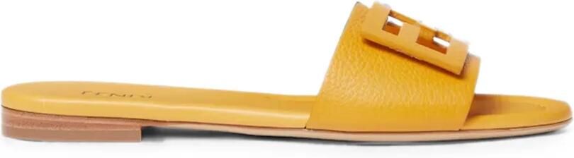 FENDI Baguette leren slippers Geel