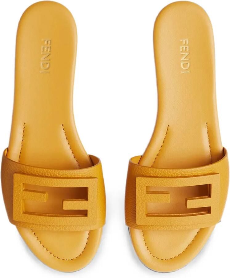 FENDI Baguette leren slippers Geel - Foto 2