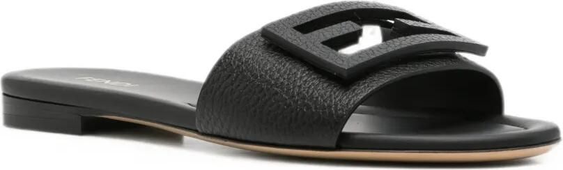 FENDI Baguette leren slippers met FF-logo Zwart - Foto 4