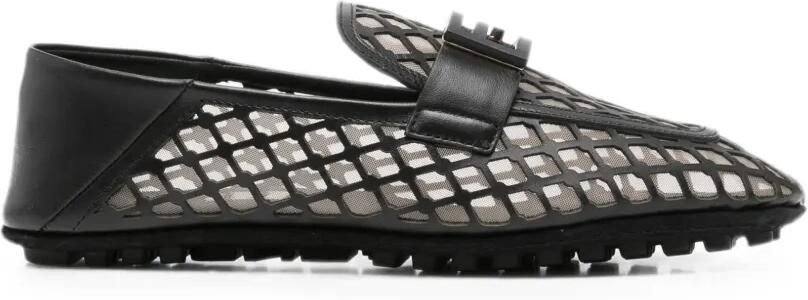 FENDI Ballerina's met uitgesneden details en FF-logo Zwart