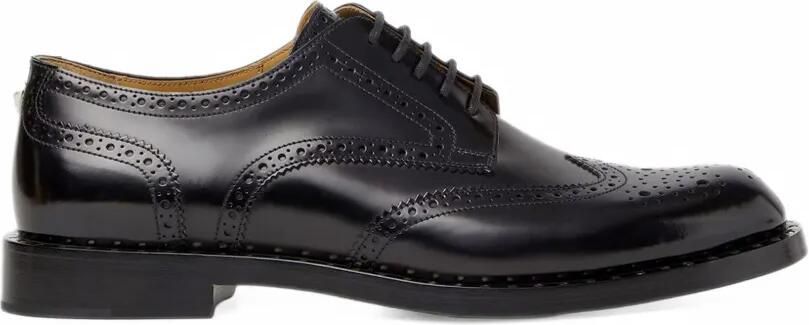 FENDI brogue leather derby shoes Zwart
