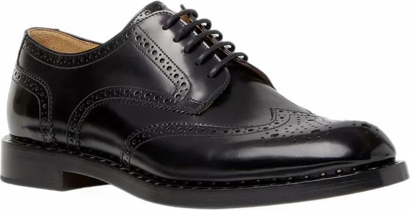 FENDI brogue leather derby shoes Zwart - Foto 2