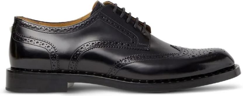 FENDI brogue leather derby shoes Zwart