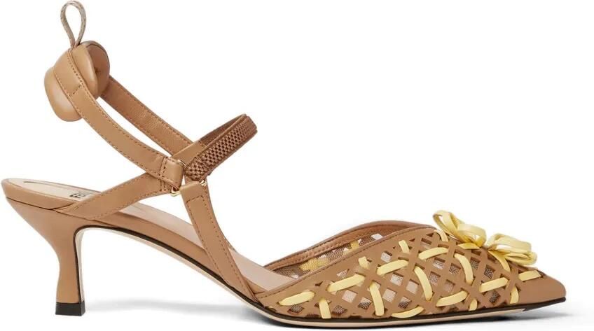 FENDI Colibri geweven pumps met bloem Bruin