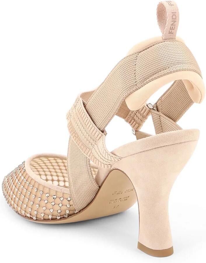 FENDI Colibrì mesh en suède slingback pumps met hoge hak Roze - Foto 3