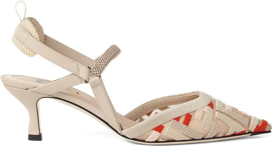 FENDI Colibrì slingback pumps met FF-patroon Beige