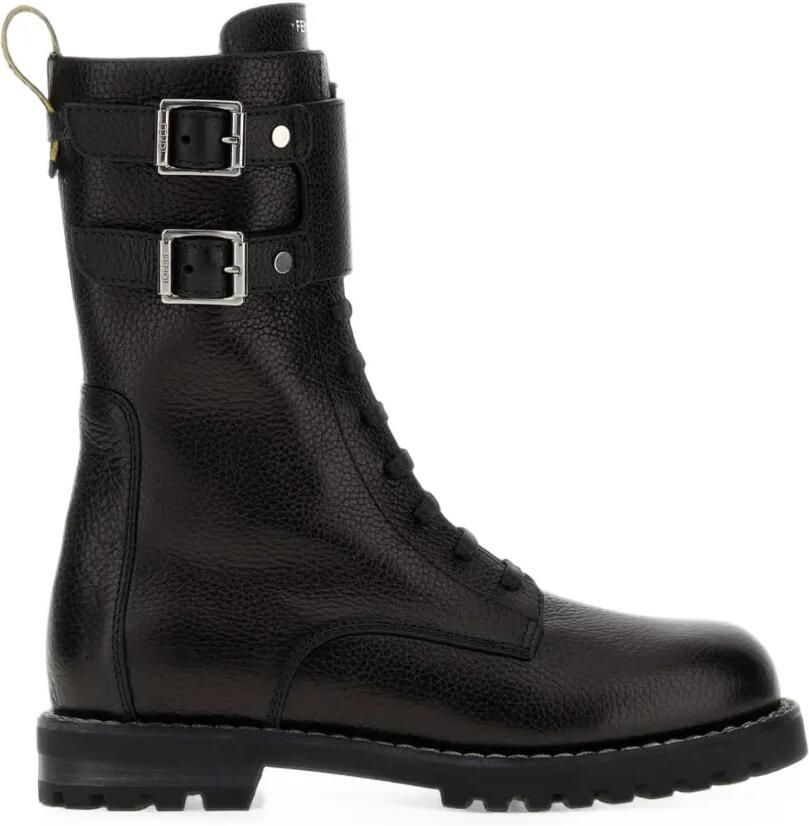FENDI Commando buckle-detail biker boots Zwart