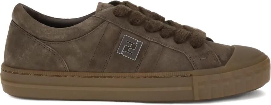 FENDI Domino sneakers met logo Bruin