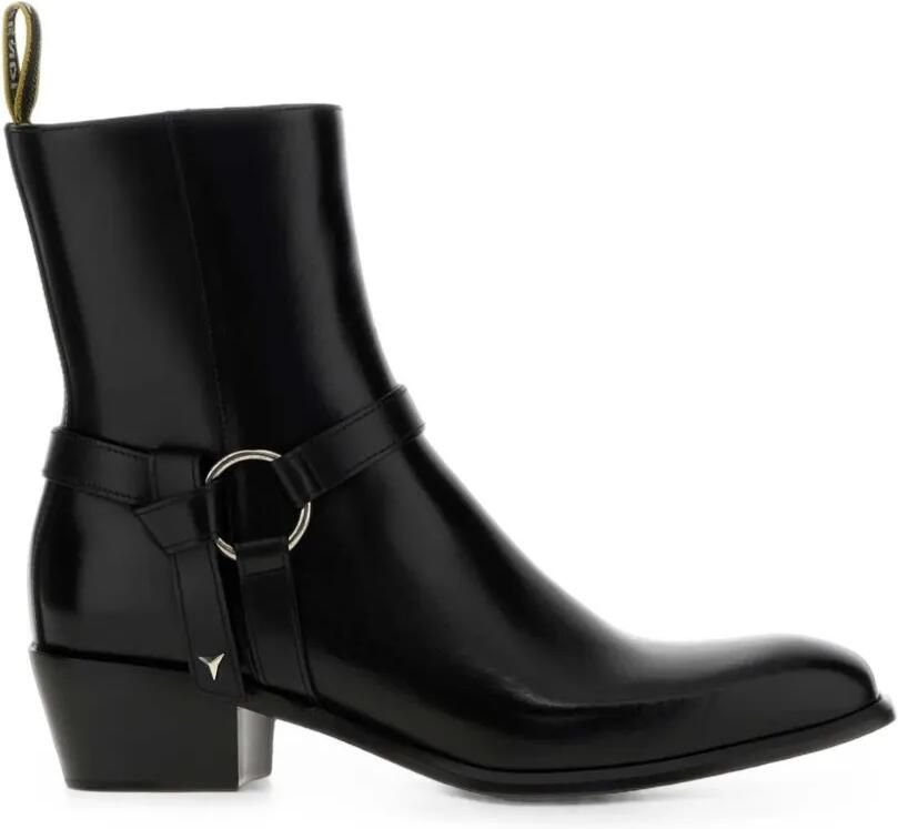 FENDI Double O leren biker boots met harnas Zwart