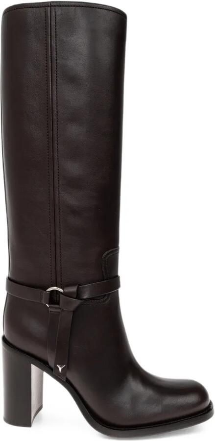 FENDI Dressage dark brown leather boots Bruin
