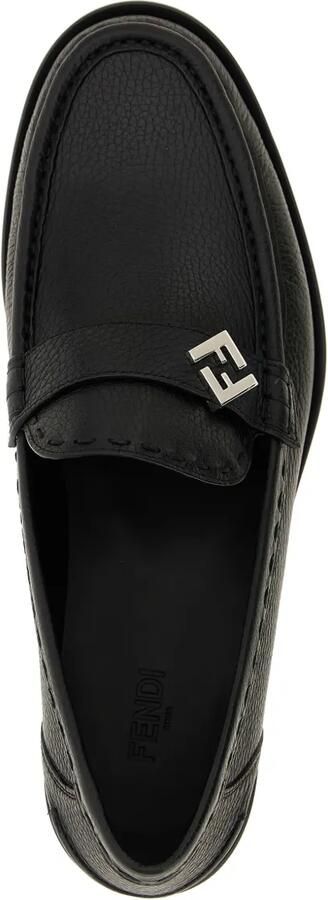 FENDI FF metalen leren loafers Zwart