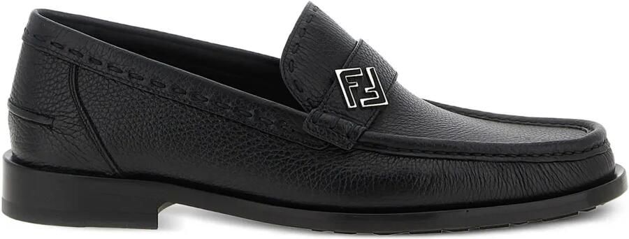 FENDI FF metalen leren loafers Zwart - Foto 4
