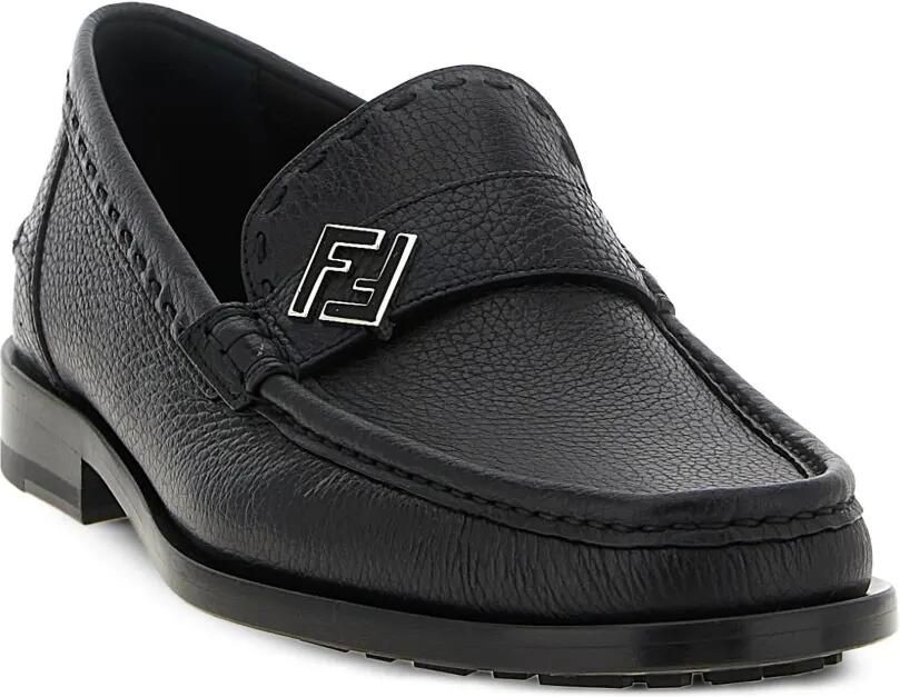FENDI FF metalen leren loafers Zwart - Foto 3