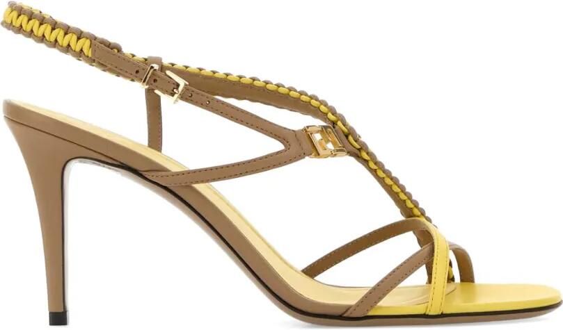 FENDI FFold tweekleurige leren sandalen Beige