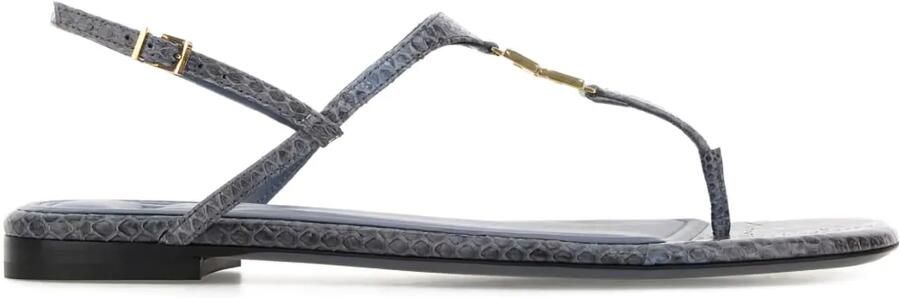 FENDI Fold leren sandalen met logo Blauw