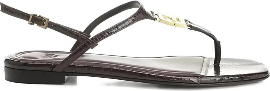 FENDI Fold leren sandalen met logodetail Bruin