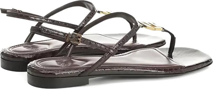 FENDI Fold leren sandalen met logodetail Bruin - Foto 5