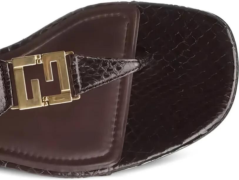 FENDI Fold leren sandalen met logodetail Bruin - Foto 3