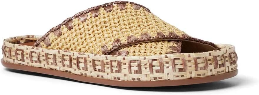 FENDI Geweven platte sandalen met gekruiste bandjes Beige