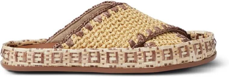 FENDI Geweven platte sandalen met gekruiste bandjes Beige - Foto 3