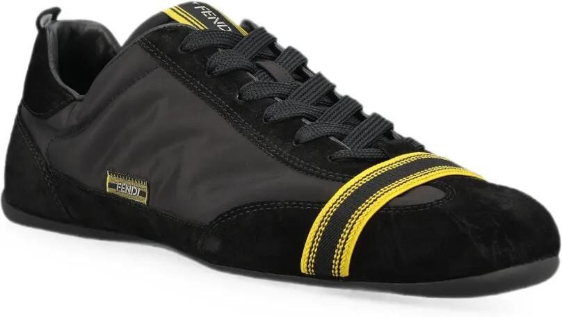 FENDI Gewikkelde suède en stoffen low-top sneakers Zwart - Foto 2