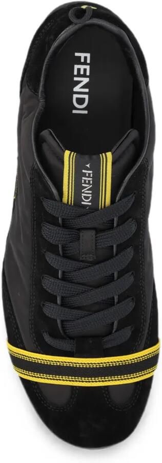 FENDI Gewikkelde suède en stoffen low-top sneakers Zwart - Foto 4
