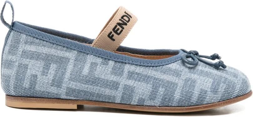 Fendi Kids Ballerina's met FF-logo Blauw