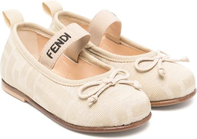 Fendi Kids Ballerina's met strikdetail en logoband Beige